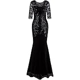 Vijiv 1920s Long Prom Dresses Sequins Beaded Art Deco Evening Party V Neck Back