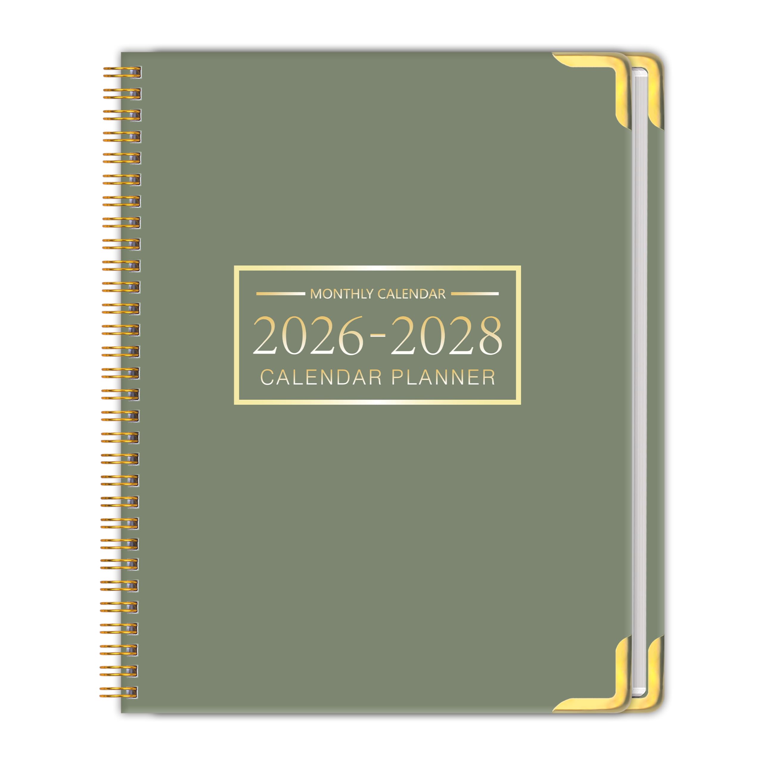 Photo 1 of Monthly Planner 2026-2028, Hardcover 3 year calendar 2026-2027-2028 Calendar Book from Jan 2026 - Dec 2028, 9“ x 11”, Spiral Bound,Organizer for Office, School, and Home,Green