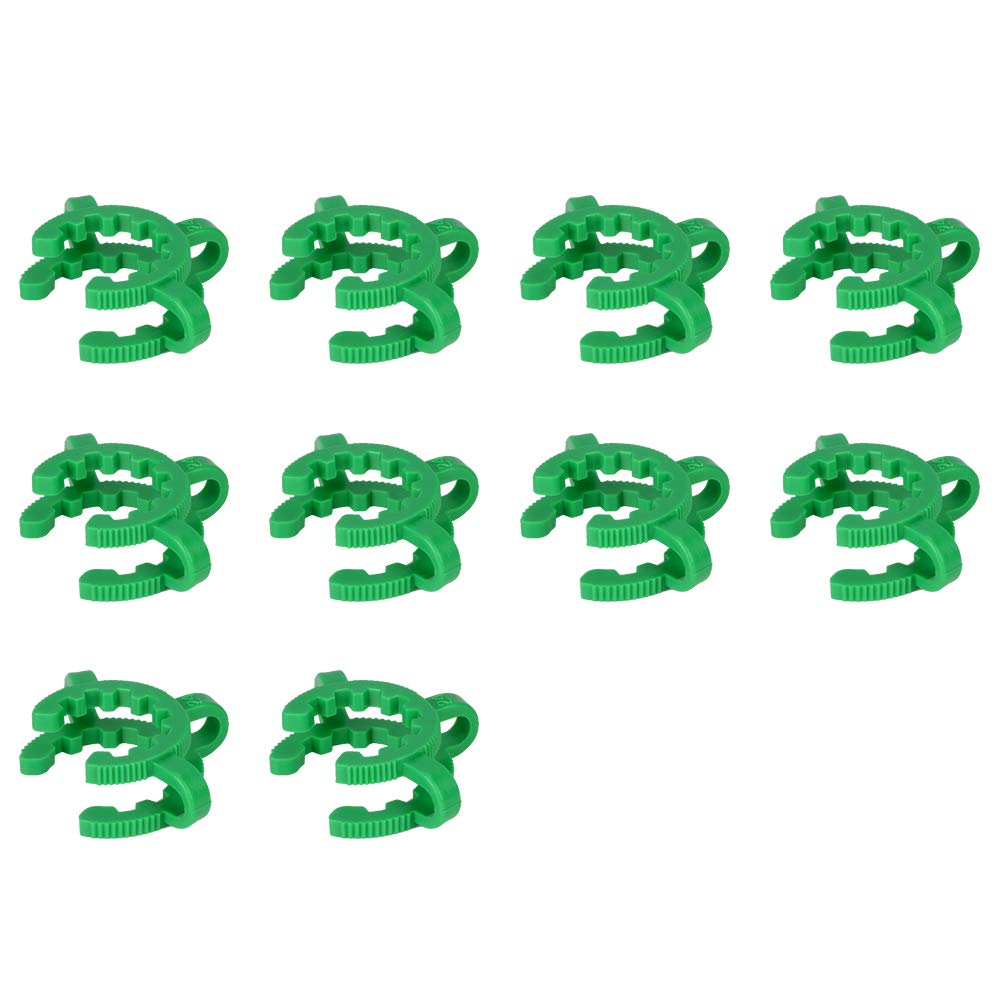 Labasics Plastic Joint Clips, 10 pcs 24 mm Lab Keck Clamp #24 Keck Clips for 24/40 Joint Glass Standard Conical Interface Clip Ground Glass Joint Lab Accessory, Green