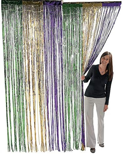 Fun Express Mardi Gras Fringe Curtain (3 Feet. X 8 Feet) Mardi Gras Party Decor