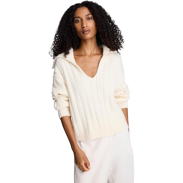 Theory Women's Cropped Turtleneck Pull-Over Sweater, Ivory, L at