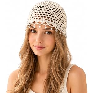 Crochet Hats for Women Summer Handmade Knit Beanie Slouchy Skull Cap Thin Beach Sun Hat for Travel