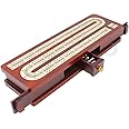 House of Cribbage - Continuous Cribbage Board/Box Inlaid in Blood Wood/Maple 12" - 3 Tracks - Sliding Lid Drawer