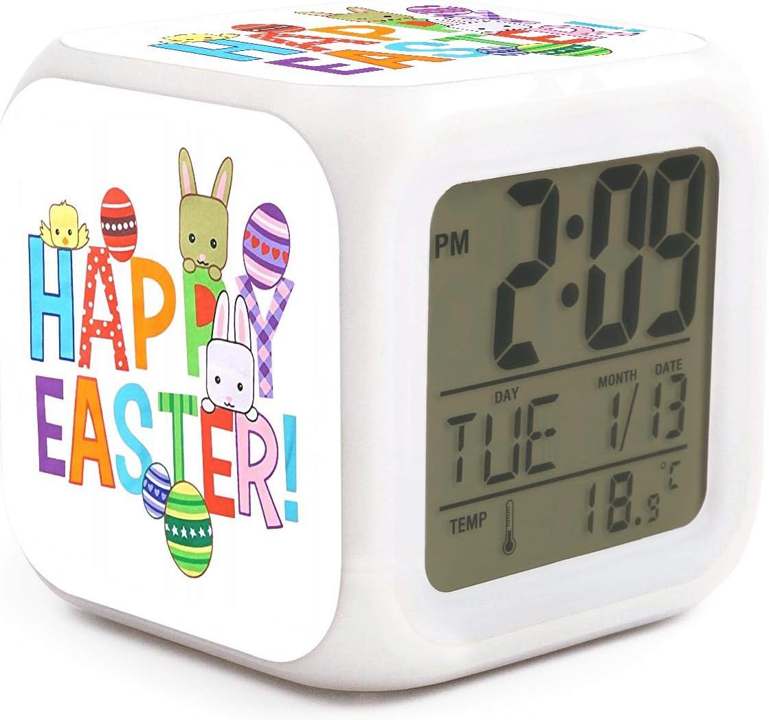 SDDFE Alarm Clock Happy Easter Rabbit Egg Loud Loud Alarm