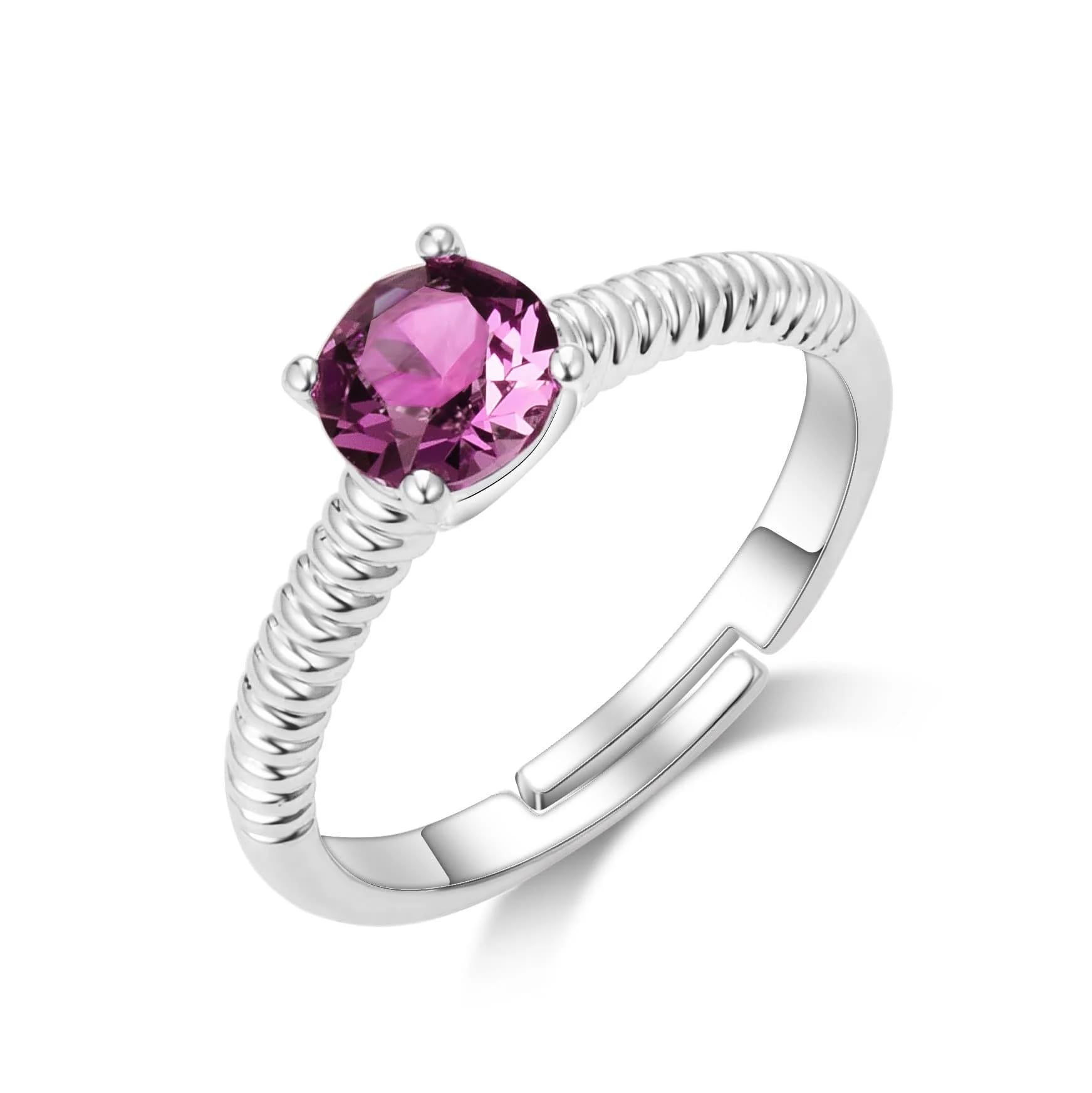 Philip Jones Purple Adjustable Crystal Ring Created with Zircondia® Crystals