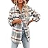 Beaully Women's Flannel Plaid Shacket Fall Winter Outfits Long Sleeve Button Down Shirts Jacket Coats with Side Pockets