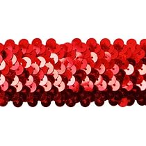 Orange Metallic Stretch Sequin Trim - 1.5" Wide 4-Row Embellishment 10 Yards