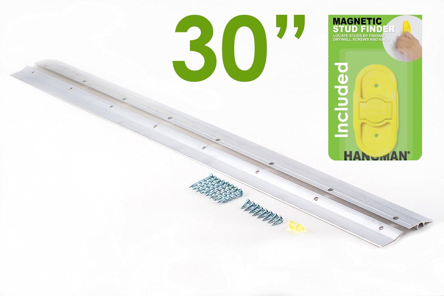 Hangman 30 Heavy Duty Mirror And Picture Hanger W Stud Finder Includes Walldog Anchorless Screws Aluminum