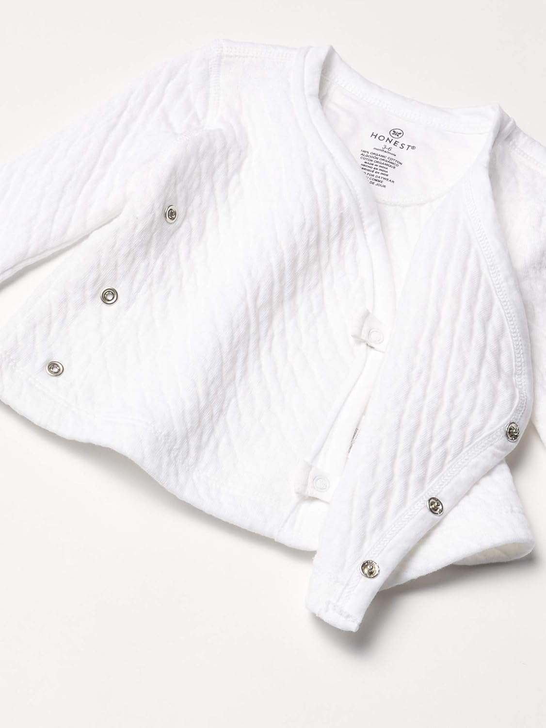 HonestBaby Baby Organic Cotton Matelasse Side-Snap Kimono Top: Clothing