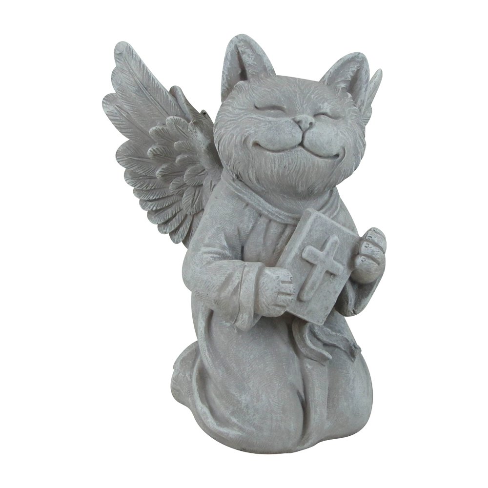 Comfy Hour Resin Memorial Cat Angel Holding A Bible Pet Statue for Your Home Or Garden Memory of Cat's Bereavement