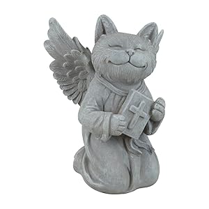 Comfy Hour Resin Memorial Cat Angel Holding A Bible Pet Statue for Your Home Or Garden Memory of Cat's Bereavement