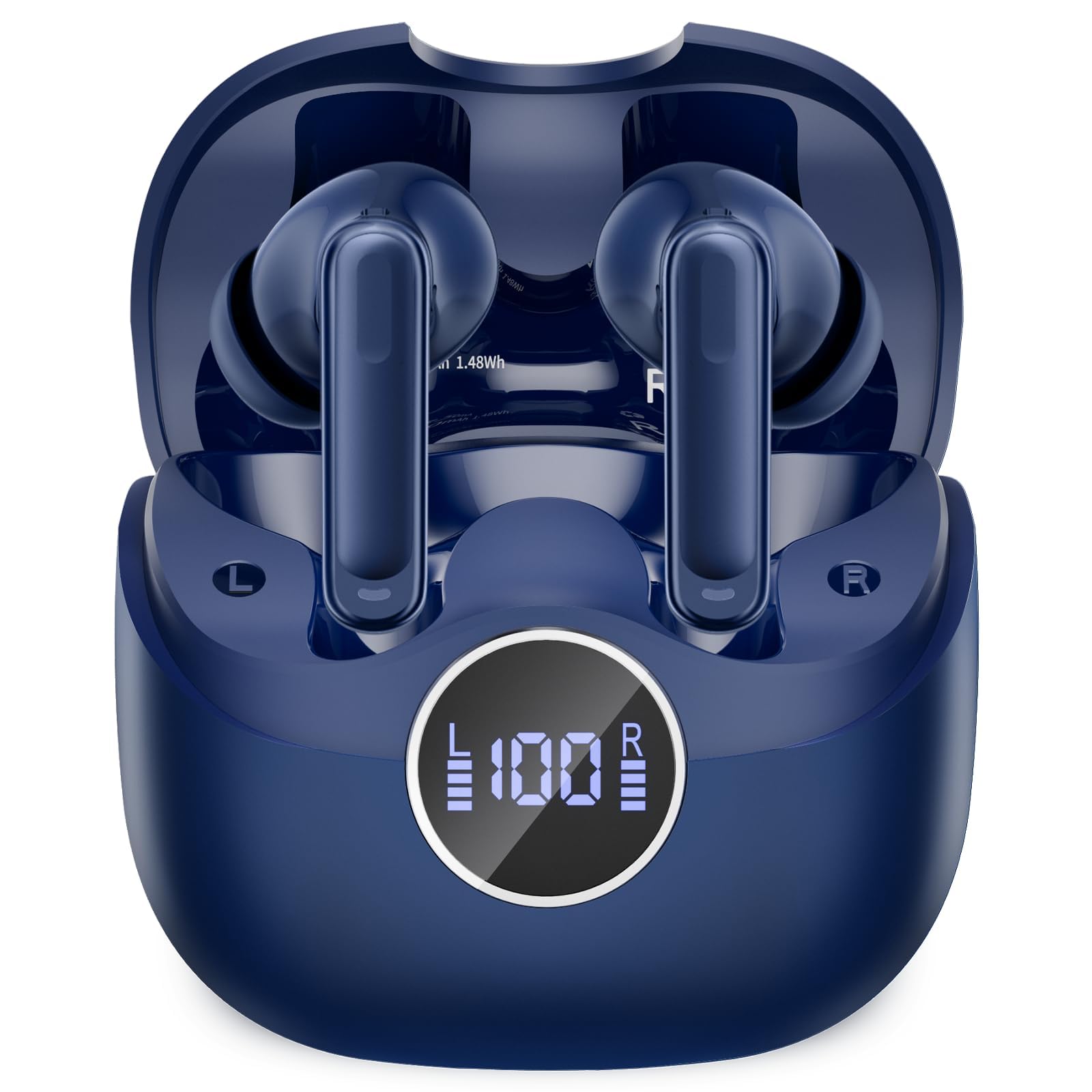 xinwld Adaptive Hybrid Active Noise Canceling 2026 Wireless Earbuds, 6 Mics ENC Clear Call Ear Buds, Hi-Res Audio Deep Bass Bluetooth 5.4 Headphones, 40H Playtime, Wireless Charging, LED, USB-C, Blue Image