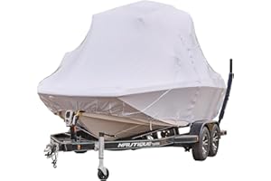 Transhield 21' - 23' V Bow Wake Tower Boat Cover | Covers 100% of The Boat Above The Rub Rail | UV Resistant Marine Heavy Duty Waterproof | Fits V-Hull Ski Boats (Fits V Bow 21', 22' & 23')