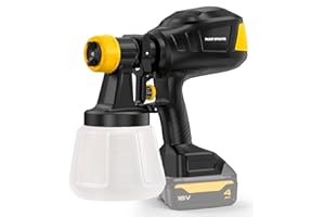IEBUDA Brushless Cordless Paint Sprayer for Dewalt 20V Battery, 150 Din/s Viscosity, 4 Nozzles, 1000ml/min Flow Rate & 1200ML Electric Paint Gun for Furniture, Walls (Battery Not Included)