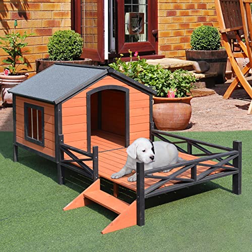 PawHut Large Dog House with Porch for Expansive Size, XL Wooden