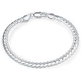 Cutesmile Fashion Jewelry 925 Sterling Silver 5mm Sideways Snake Bracelet for Women