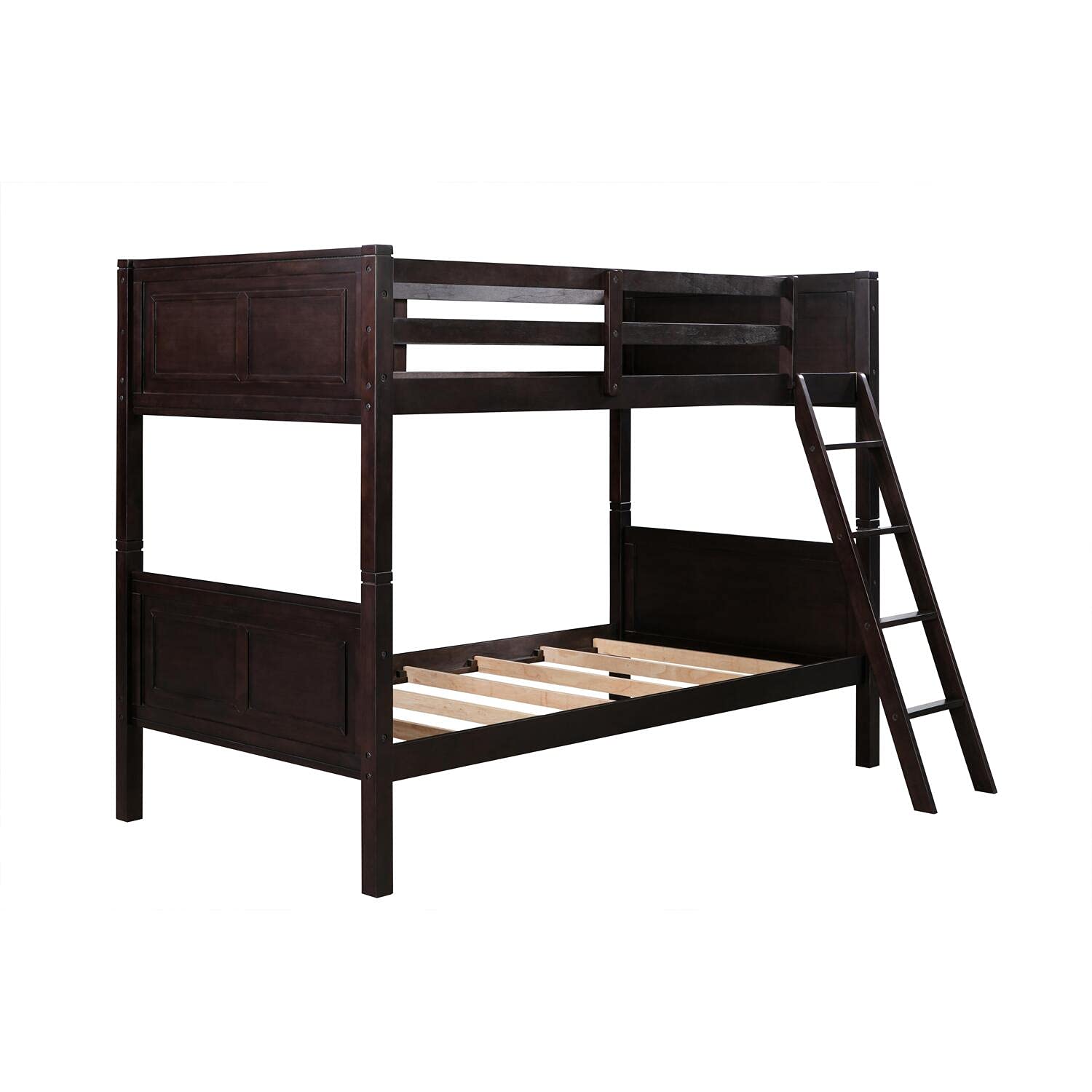 Naomi Home Zahira Bunk Bed with Angled Ladder Espresso/Espresso/Twin/Twin