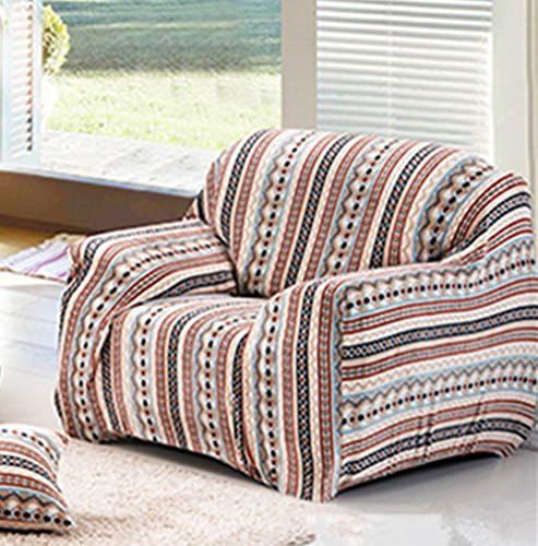Universal Form Fit, Slip Resistant, Stylish Furniture Shield / Protector for Chair/ loveseat/ Sofa, Super Soft Plush Chair Slipcover, Bohemian Red