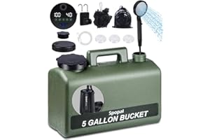 Spopal Portable Shower for Camping, [Integrated Design] 10000mAh Rechargeable Camping Shower with 5-Gallon Water Jug, LED Dis