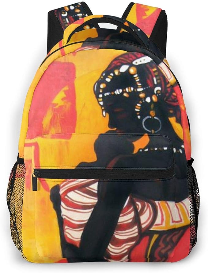 African American Woman Unisex Backpacks With Adjustable Padded Shoulder Straps Casual Backpack