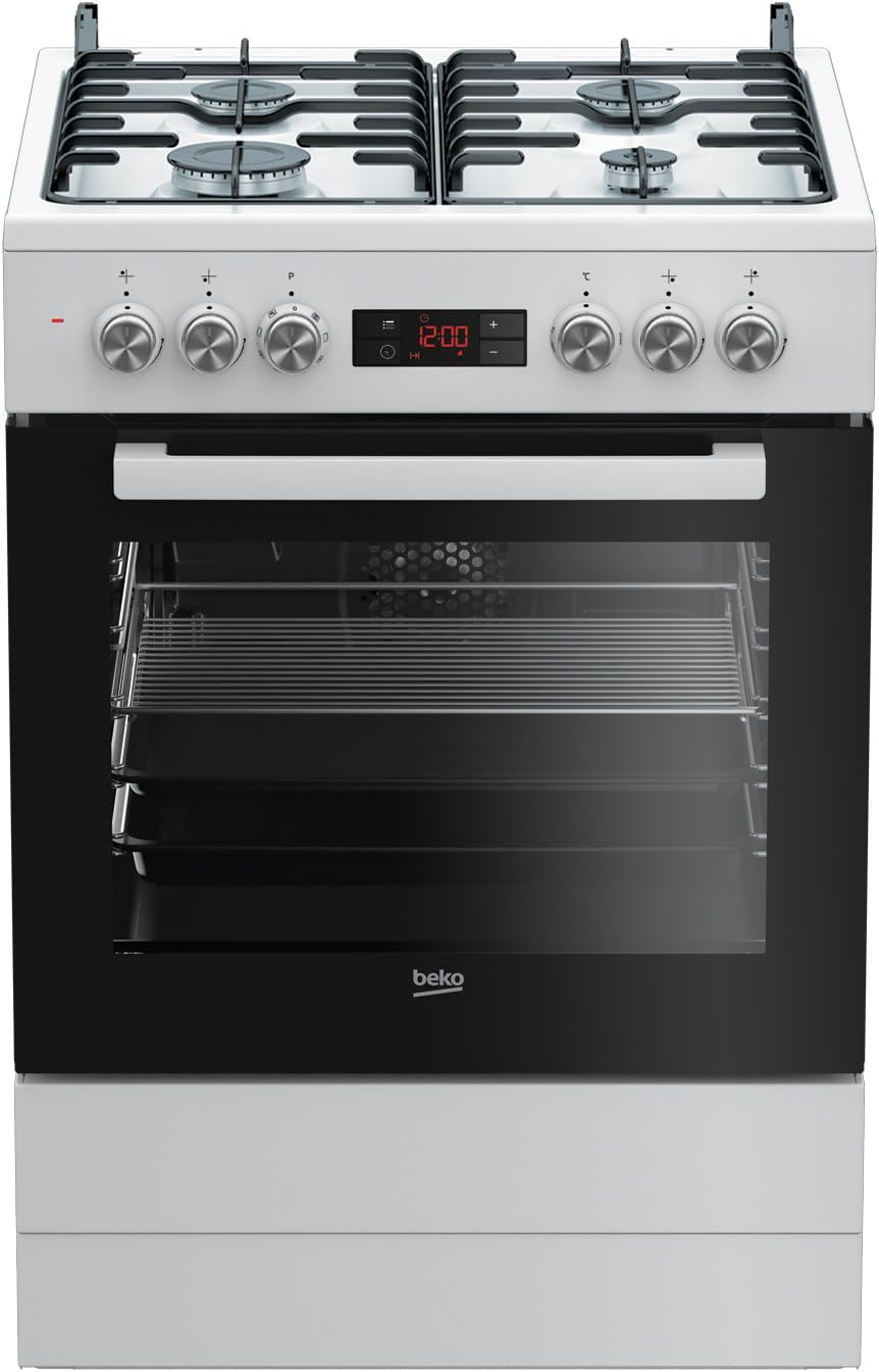 Beko FSM62320DWS Elektro-Herd mit Gaskochfeld / 60 cm / 8 Heizarten / Multidimensionales Kochen