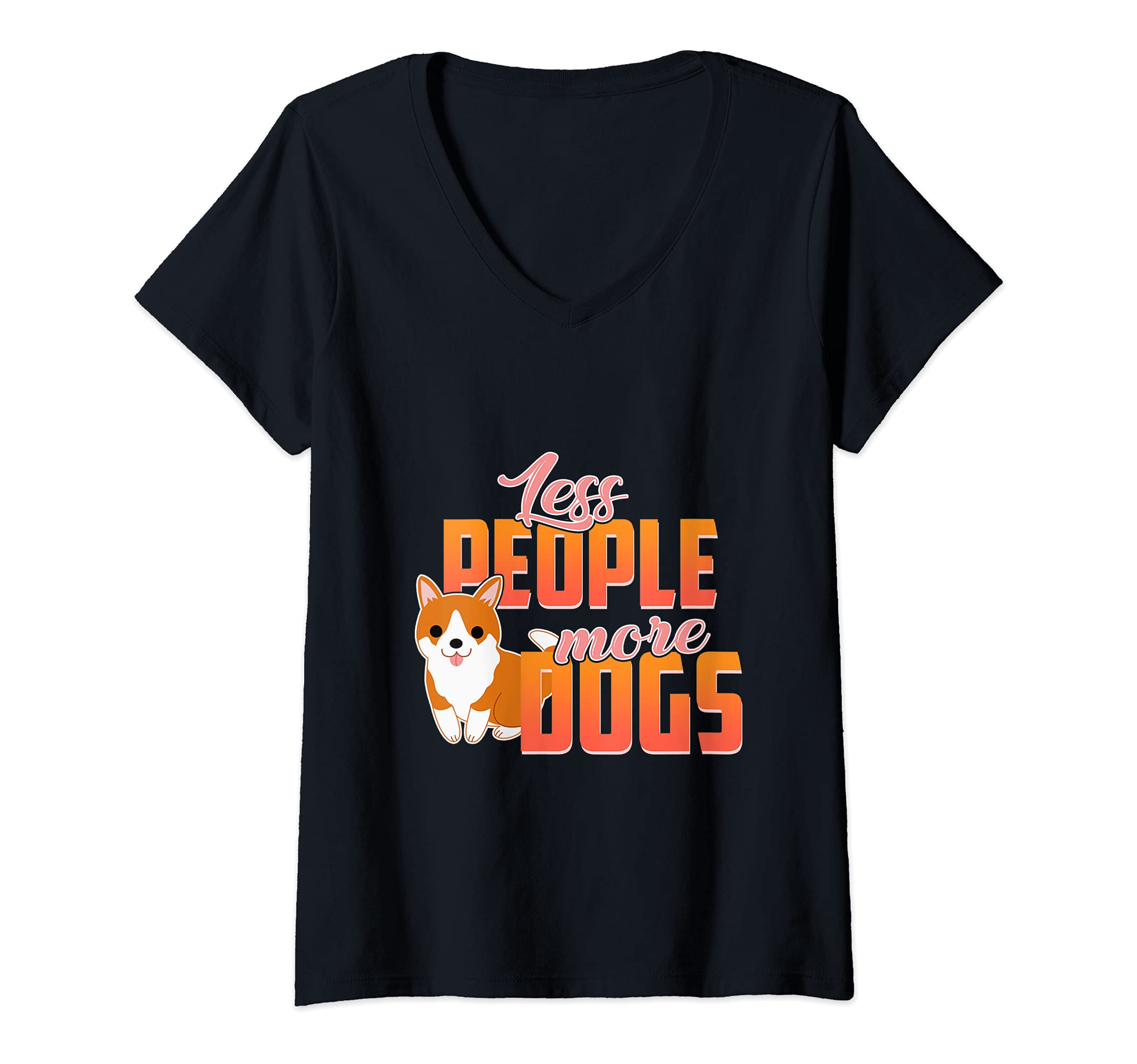 Womens Less People More Dogs Pet Puppy Paws Dog Breed Bone Dogs Paw V-Neck T-Shirt
