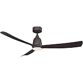 Fanimation Kute 3 Blade Ceiling Fan with Light Kit 52 Inches Wide with Dark Bronze Finish and Dark Walnut Blades