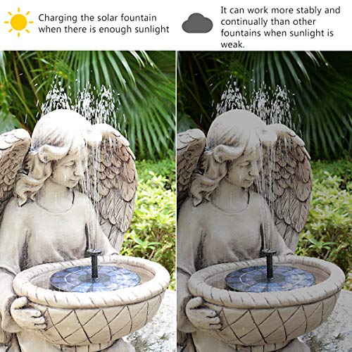 TOMONOLO Solar Bird Bath Fountain with Battery Backup, 2.5W Free Standing Solar Water Pump Kit for Birdbath, Pond, Pool, Garden