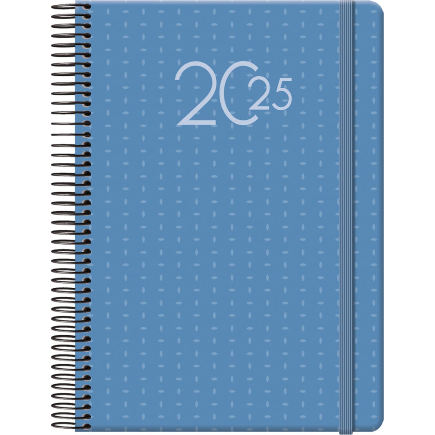 Dohe - 2025 Diary in Portuguese - Day per Page, A5 Size (14x20 cm), 12 Months January to December, Ring Binding, Annual Planner, Office Supplies - OPORTO Blue