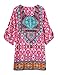 Women Bohemian Neck Tie Floral Print Ethnic Style Shift Dress (Large, Pattern 15)