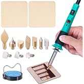 YIHUA 930-IV Pyrography Wood Burning Pen Kit Adjustable Temperature, Power Switch, Heat Deflector, Rubber Grip with 10 Pyrography Tips, 2 Wood Pieces, Flip-Up Pen Stand, for Woodburning DIY Crafts