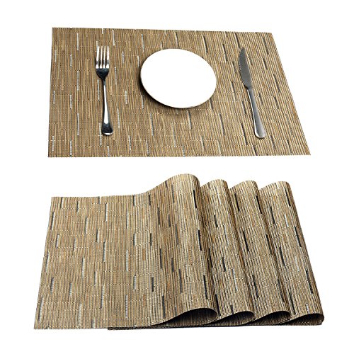 Pauwer placemats set of 6 crossweave woven vinyl placem…