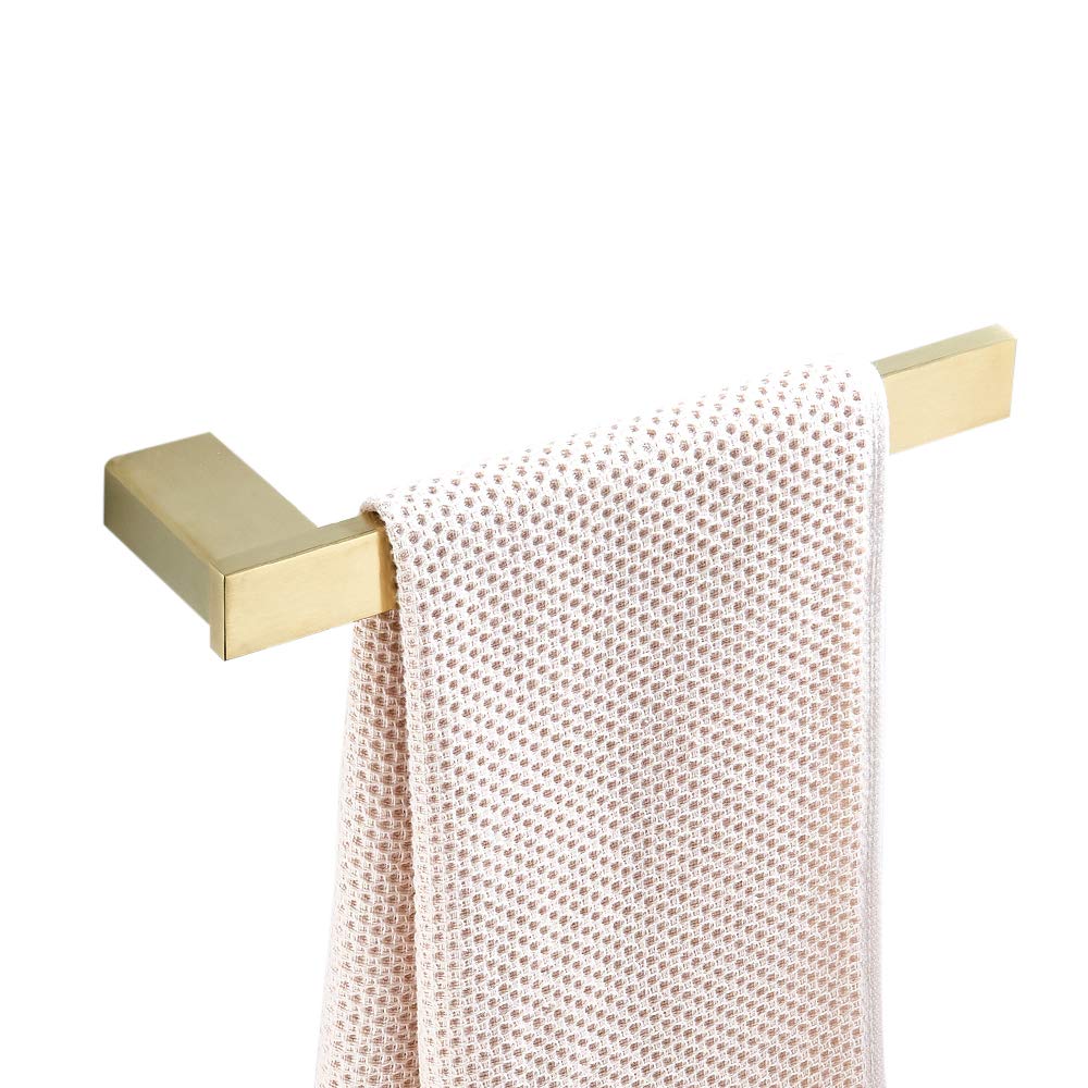 WOMAO Towel Holder Gold, Brushed Brass Towel Ring SUS 304 Stainless Steel for Bathroom Kitchen Toilet Wall Mounted Short Bath Towel Bar