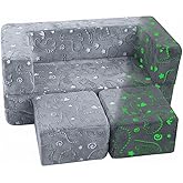 MeMoreCool Dinosaur Glow Foam Kids Play Couch Set, Gray Modular Sofa & Lounger – Glow-After-Light Dinosaur Pattern, Machine-Washable Cover