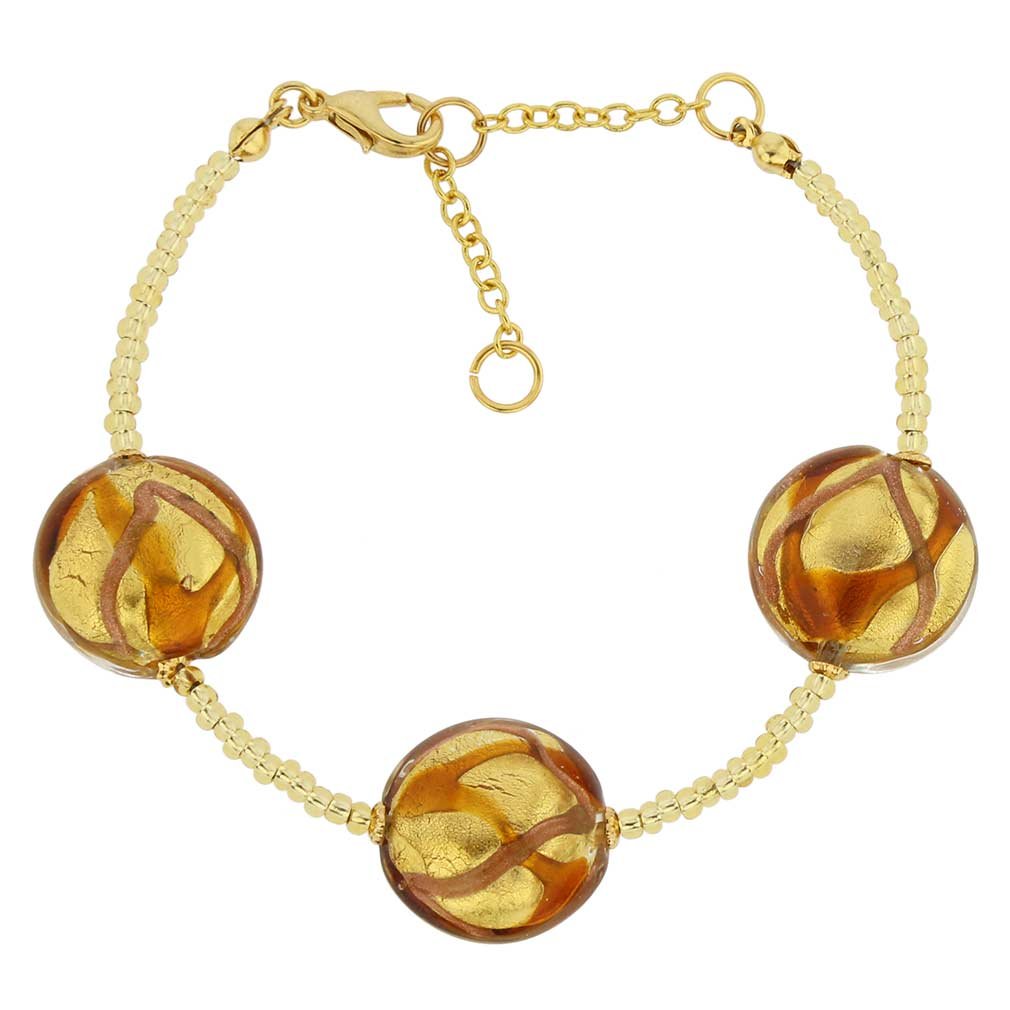 Glass Of Venice Murano Glass Royal Bracelet - Topaz Waves Gold