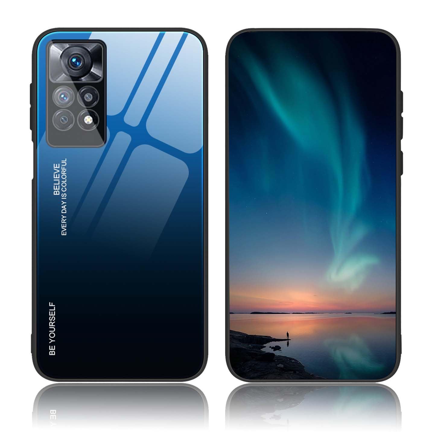 BORYA Case for Xiaomi Redmi Note 12 Pro 4G, Ultra Thin Shockproof Soft Premium Silicone TPU Bumper, Colorful Gradient 9H Tempered Glass Anti-Scratch Cover, Gradient Blue โ image 1