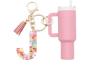 Altally Mini Tumbler Keychain Chapstick Holder,Cute Stanley Cup Charms For Backpack Initial Letter Keychains For Women Girls