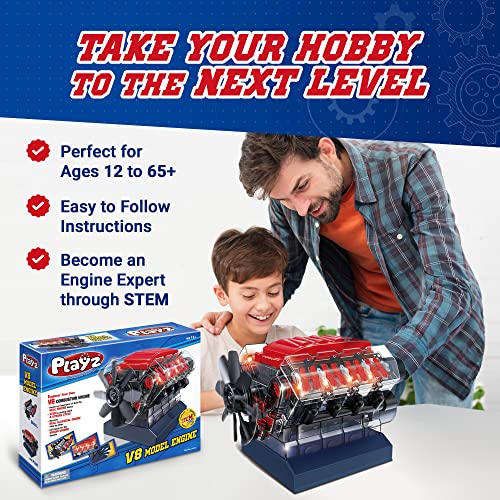 Playz V8 Combustion Engine Model Building Kit for Kids, Adults STEM