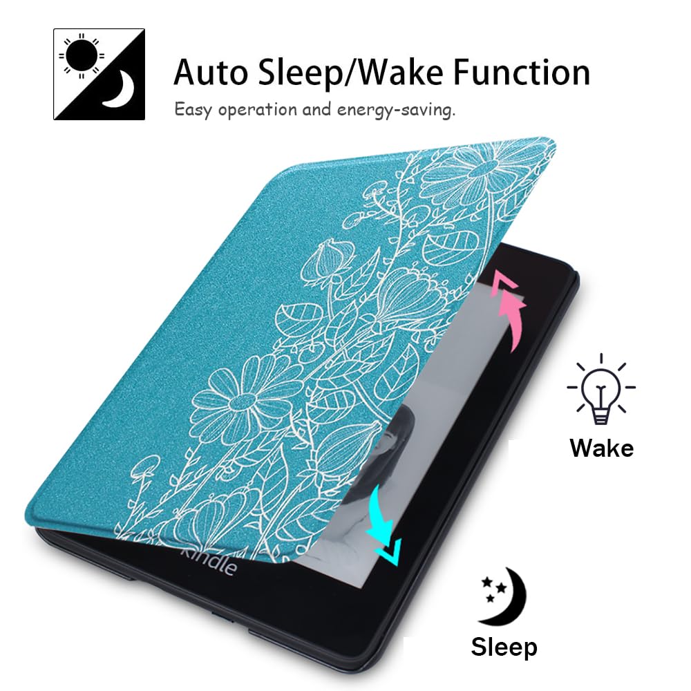 SCSVPN Case for 6'' Kindle 10th Generation 2019 Release (Model No. J9G29R) - Lightweight Durable PU Leather Cover with Hand Strap, Auto Sleep/Wake(NOT Fit Kindle Paperwhite/Kindle 2022), Blue/Mandala