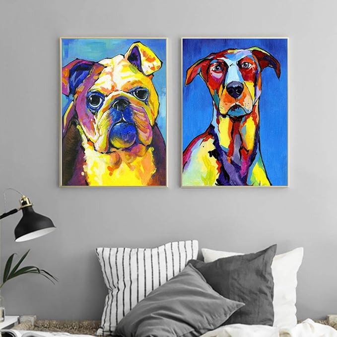Impresiones de animales Póster Cuadros de perros coloridos Lienzo