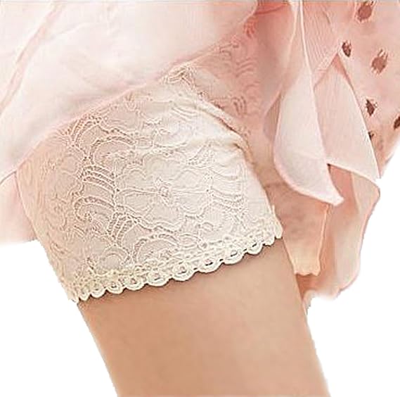 Amazon Upwing インナーパンツ レディース レース生地の見せパンツ 選べる３色 白色 黒色 肌色 総レースの見せパン ペチコート ペチパン ショートパンツ ショーパン ボトムス ホワイト ブラック ベージュ ベージュ ショートパンツ 通販