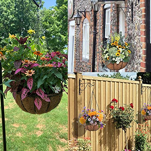 kathson Metal Hanging Planter Basket with Coco Coir Liner Wall Mount