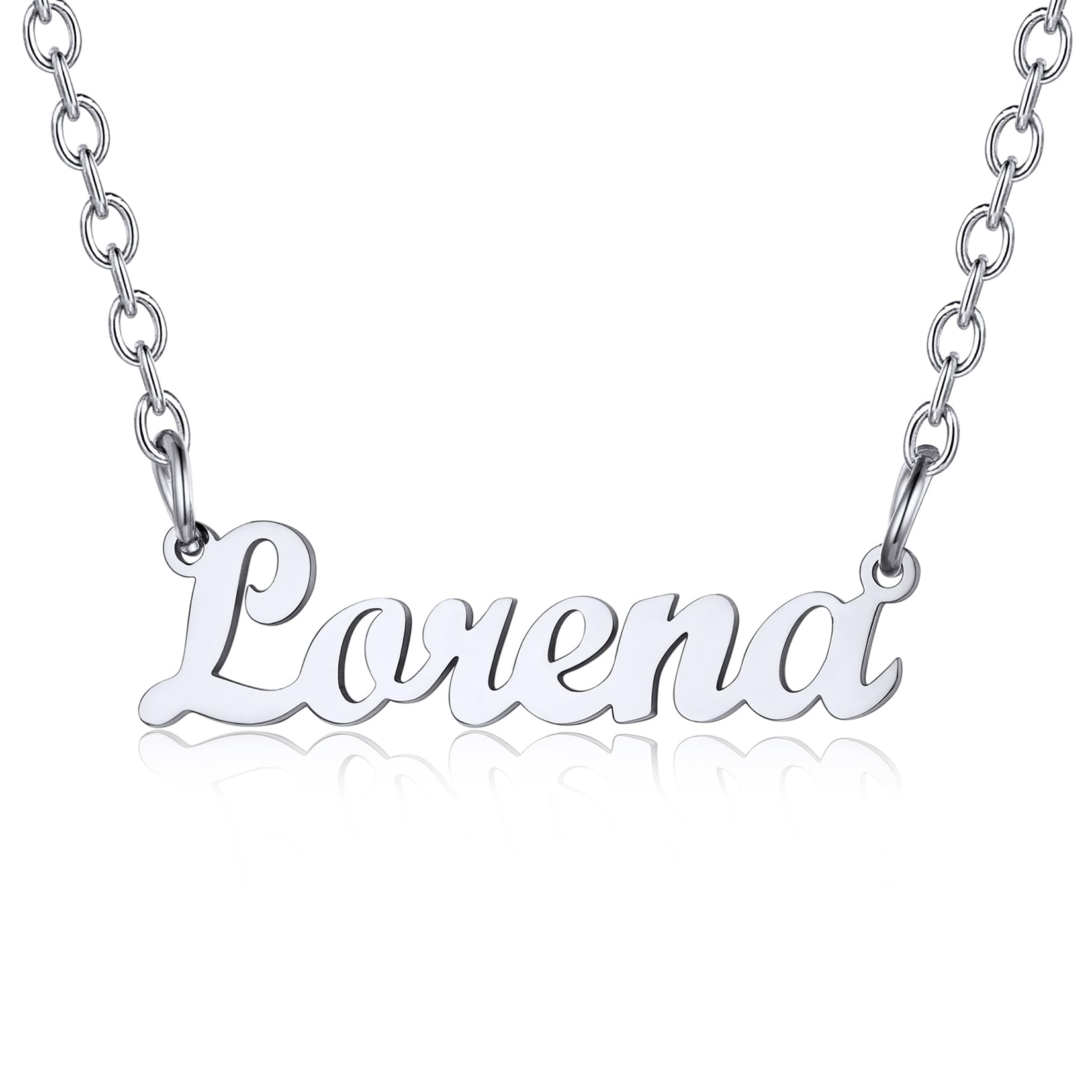 U7 Stainless Steel Pendant with Name Lorena Womens Necklace