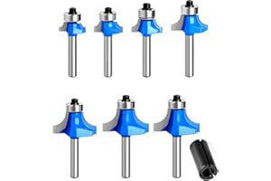 7Pcs Roundover Router bit Set,1/4 Inch Carbide Corner Shank Roundover Edging Router for Woodworking,Edging, Forming, Rounding