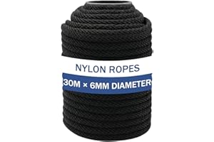 NQ Nylon Rope 30Mx 6mm Diameter, 1/4" x 100FT Inch Corde for Outdoor, Camping, Hiking, Heavy Duty Rope for Crafts, DIY for Cl