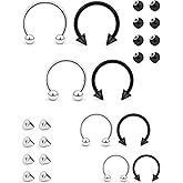 Dyknasz Septum Rings Surgical Steel Lip Rings 16G 14G Variety of Sizes Horseshoe Ring Nose Septum Ring Eyebrow Tragus Daith Helix Piercing Jewelry for Women Men