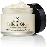 Organic Premium Grass Fed Beef Tallow for Skin Cream - With Bakuchiol & Gotu Kola for Anti-Aging, Face & Body Cream with Jojoba, Honey, Greek Olive Oil 4oz