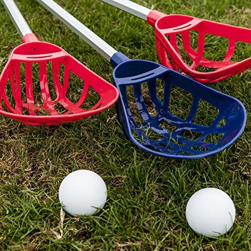 Lacrosse set with sticks and balls, suitable for college activities.