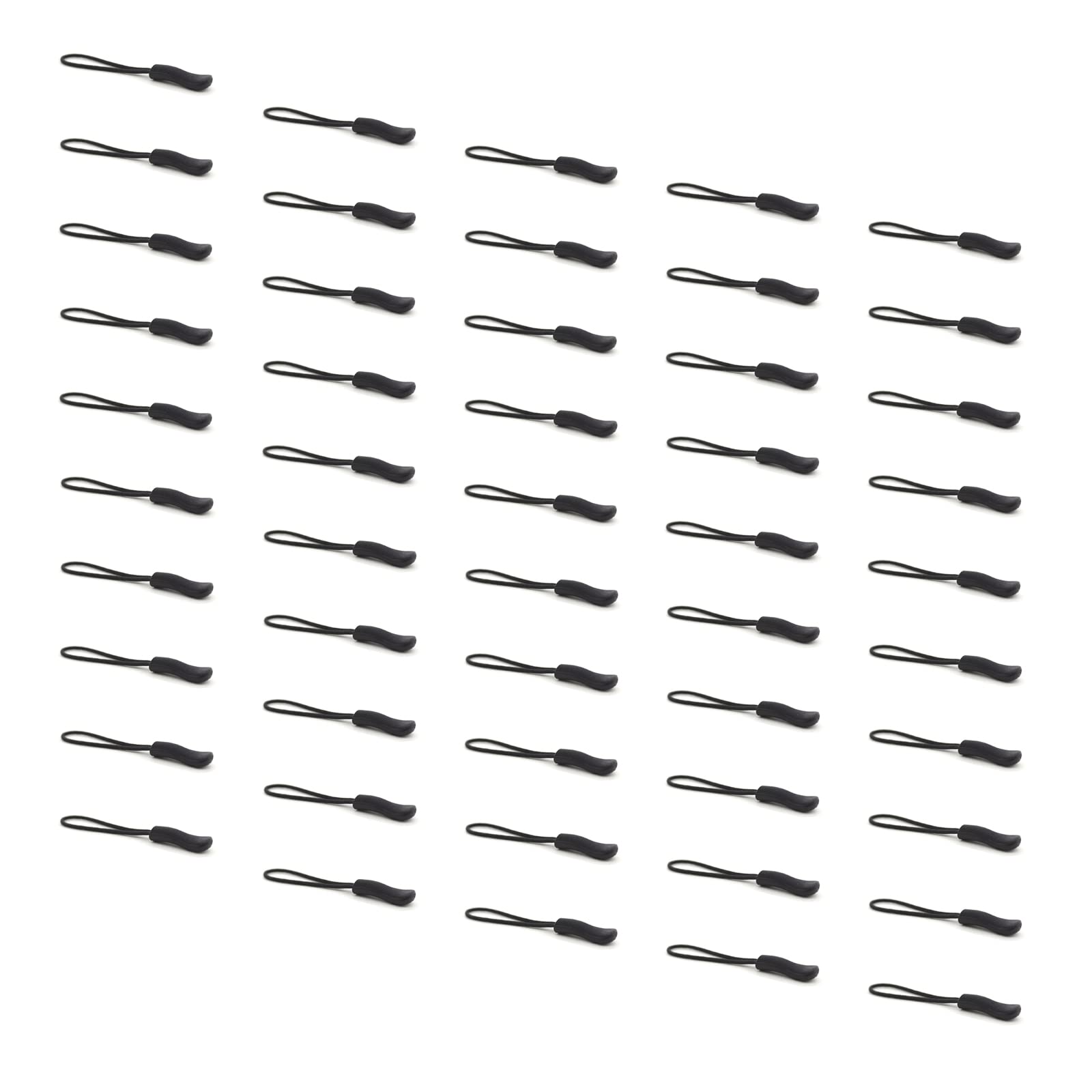 Upgraded Zipper Pull - 50PCS Black Premium Replacement Zipper Tab Tags Cord Extension Fixer for Luggage, Backpacks, Jackets, Purses, Handbags