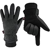 OZERO Men & Women Winter Gloves -30°F Deerskin Leather Water-resistant Windproof Cold Weather Glove for Driving Hiking